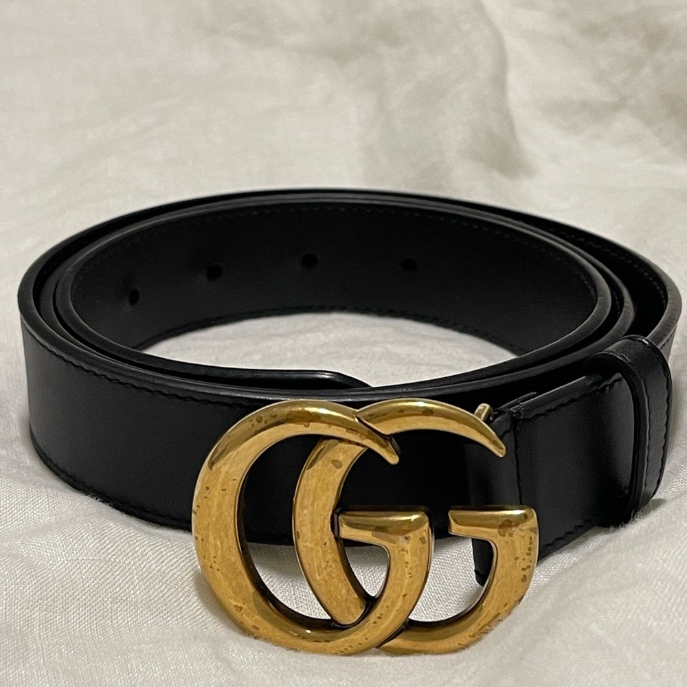 Gucci marmont black and gold belt Size W30